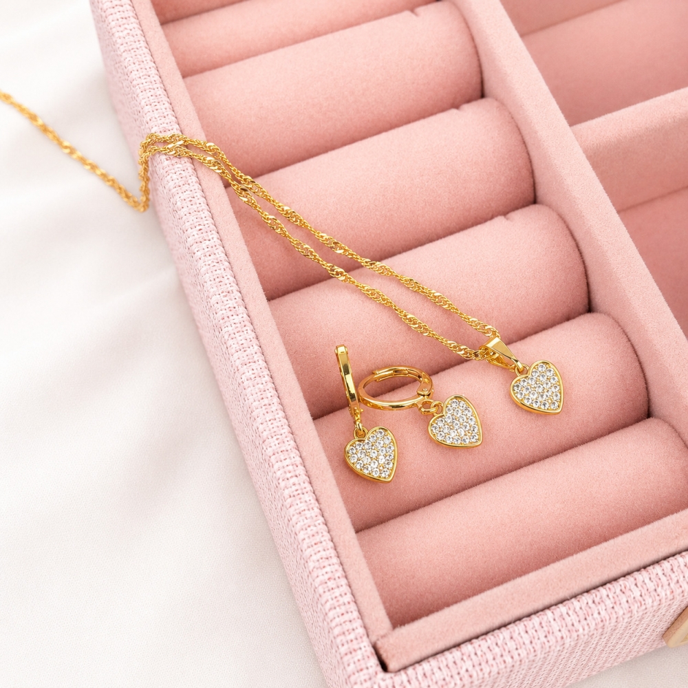 Conjunto Infantil Coração de Luz - Dourado