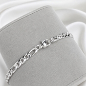Pulseira Masculina Elo 3 em 1 Figaro - Prateado