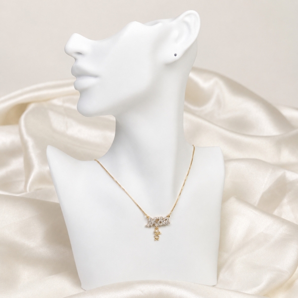 Colar Feminino Mãe Cravejado com Pingente Filho - Menino