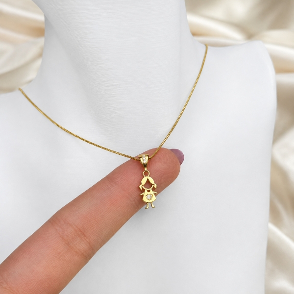 Colar Feminino Menina com Ponto de Luz