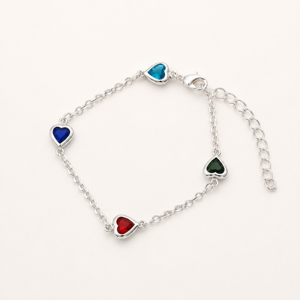 Pulseira Corações Aurora - Prateado