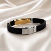Pulseira Masculina Urban Black - Dourado