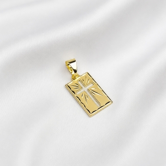 Pingente Masculino Placa Cruz Iluminada