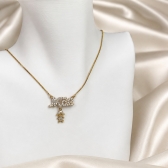 Colar Feminino Mãe Cravejado com Pingente Filho - Menina