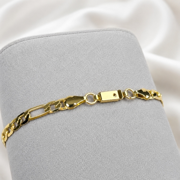 Pulseira Masculina Elo Figaro Prime - Dourado