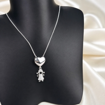 Colar Feminino Coração com Filho Cravejado