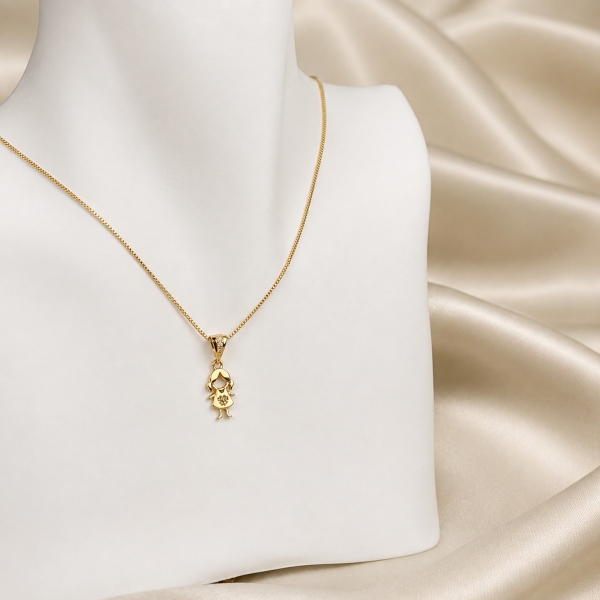 Colar Feminino Menina com Ponto de Luz