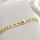 Pulseira Masculina Elo 3 em 1 Figaro - Dourado