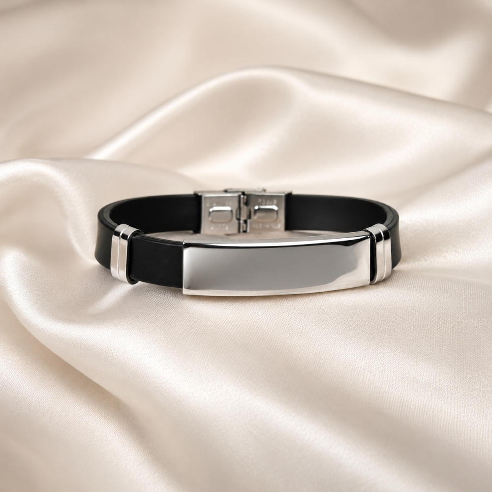 Pulseira Masculina Urban Black - Prateado