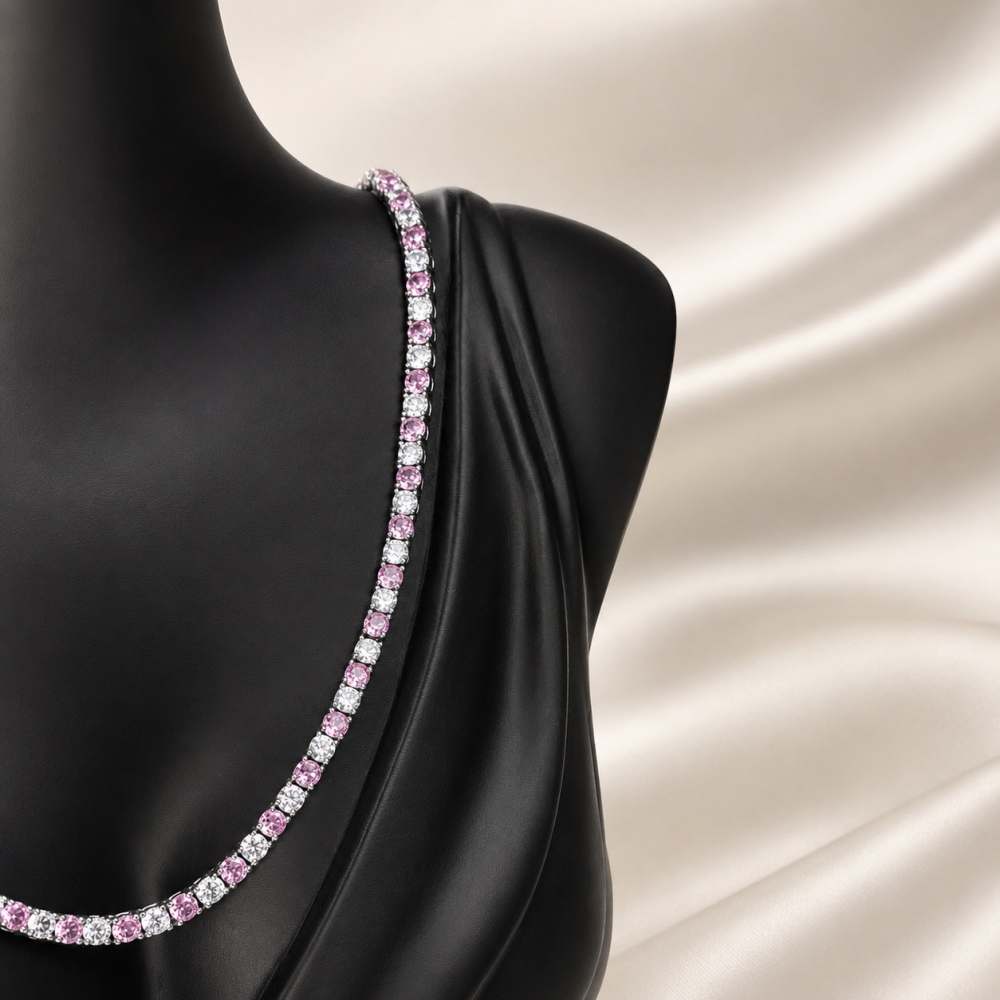 Colar Riviera Leggero - Cristal com Rosa