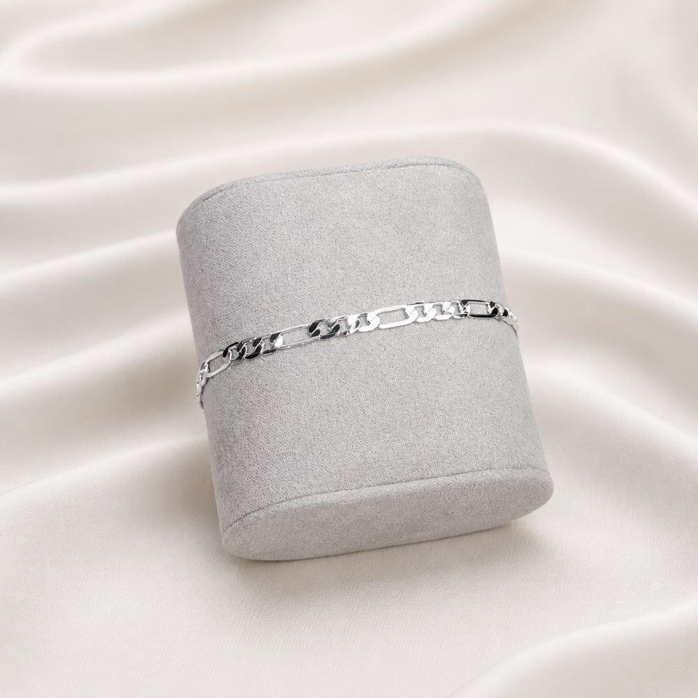 Pulseira Masculina Elo Figaro Prime - Prateado
